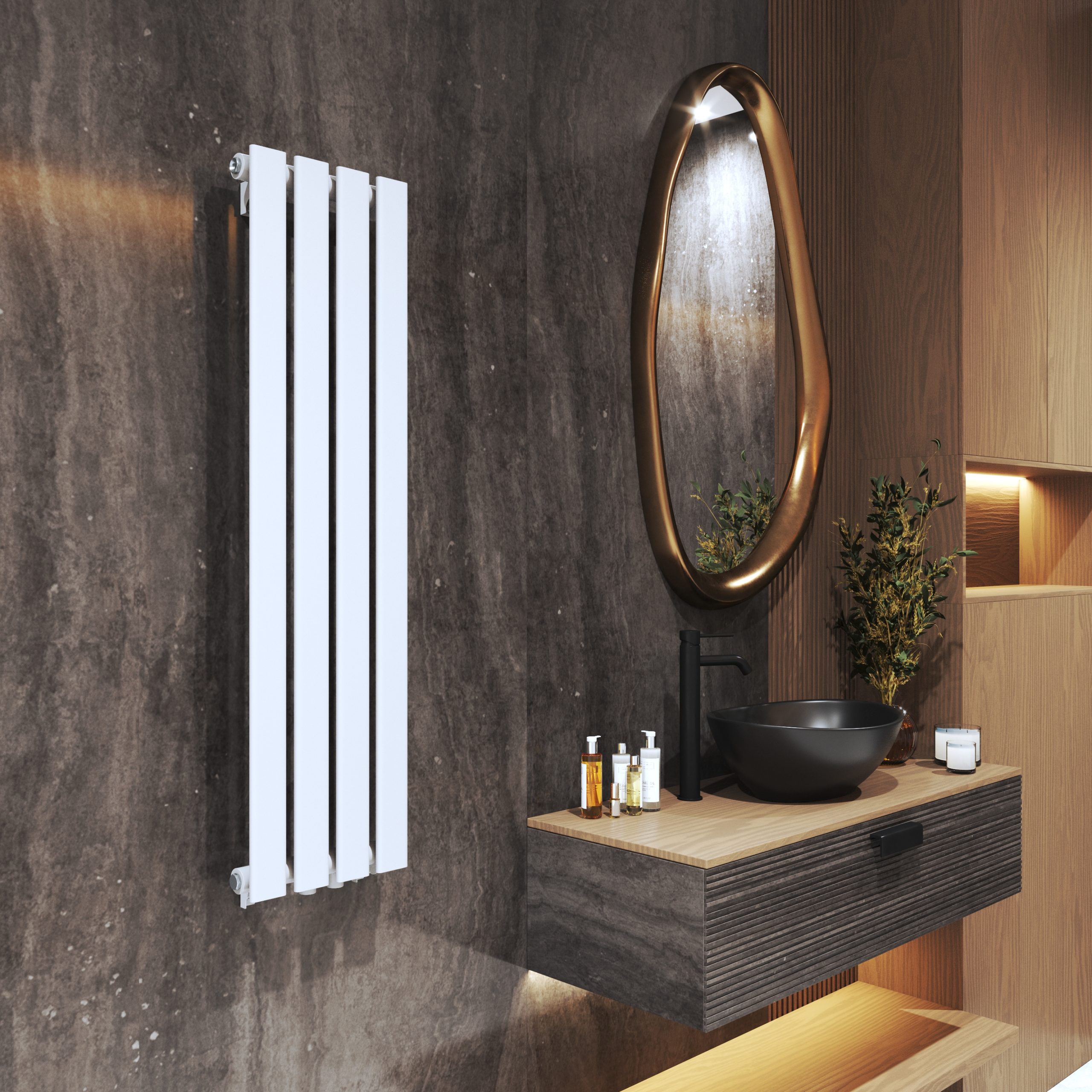 VERTICAL 1100x296 WHITE BATHROOM HEATER - Image 2