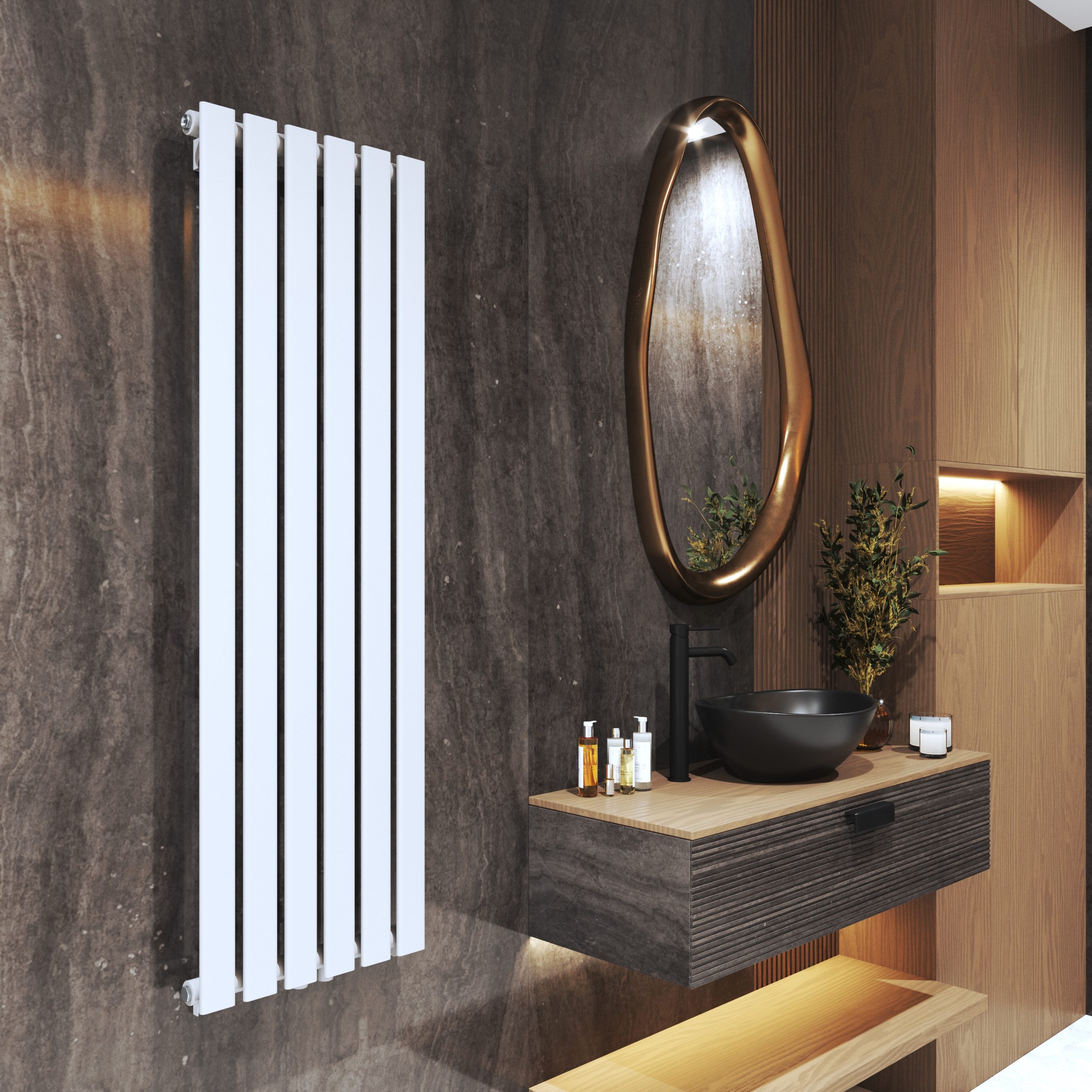 VERTICAL 1400x450 WHITE BATHROOM HEATER - Image 2