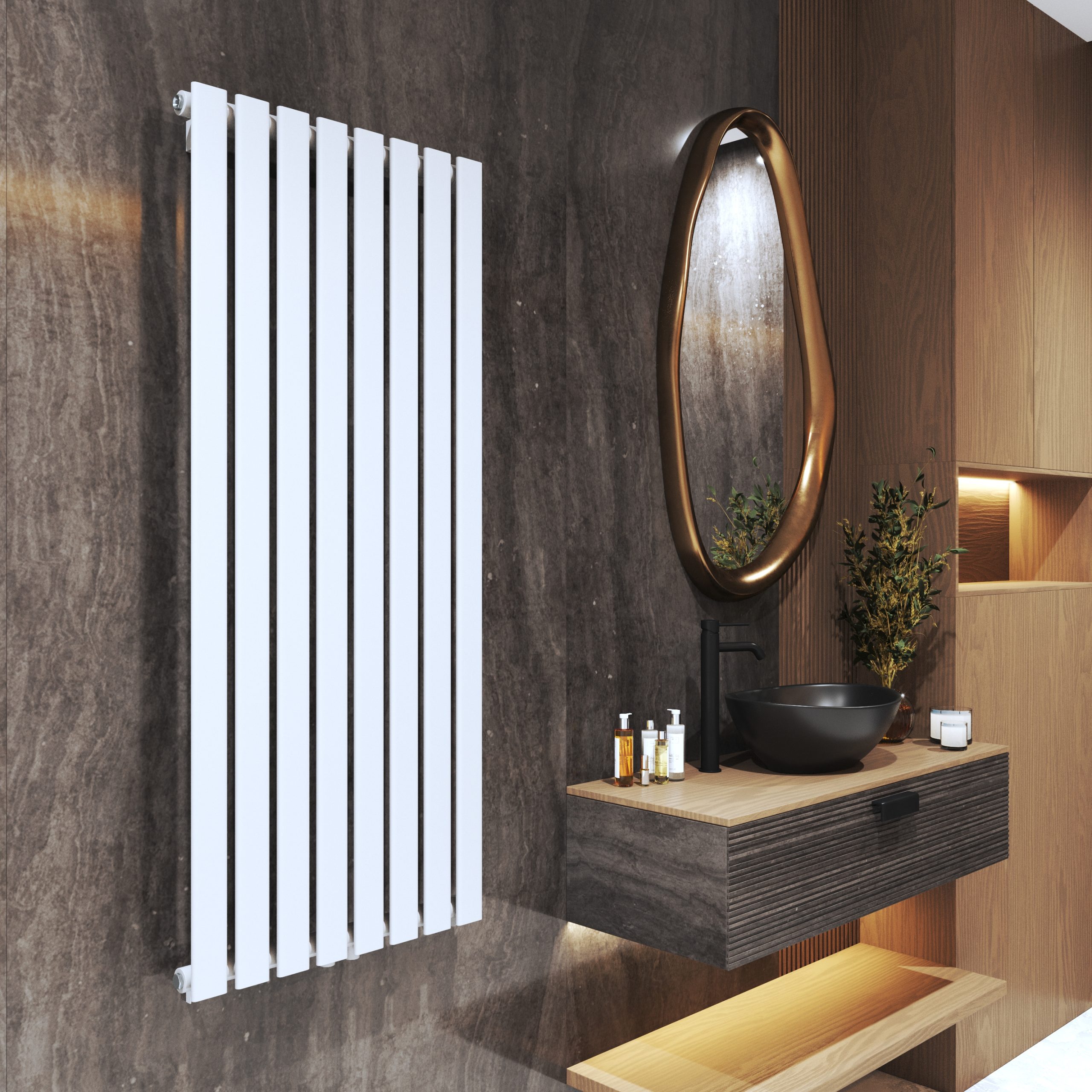 VERTICAL 1400x600 WHITE BATHROOM HEATER - Image 2
