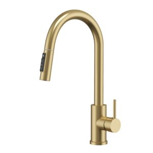 Taru slim kitchen faucet three-way brushed gold